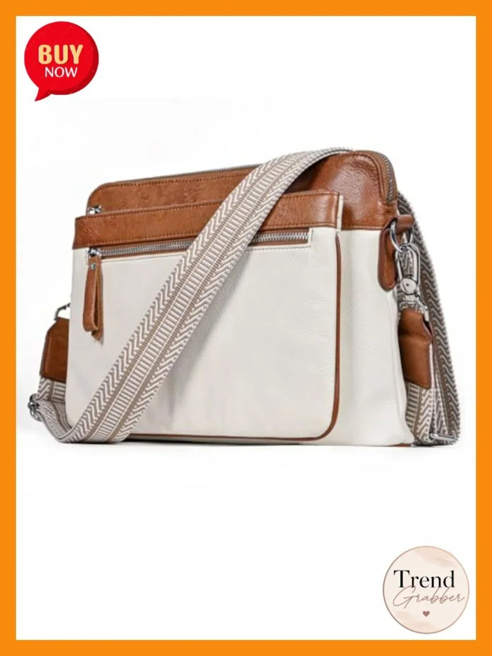 Genuine Leather Crossbody Bag with Wide Strap, Travel Purse, Anti-Loss AirTag